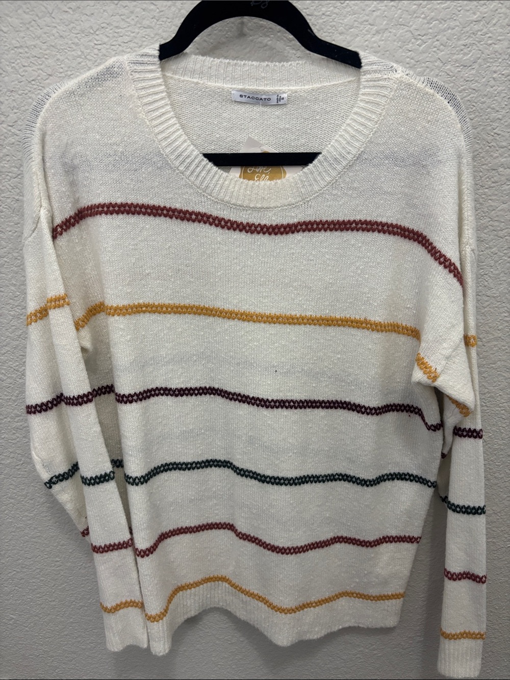 Staccato Cream Sweater with Multicolor Stripes